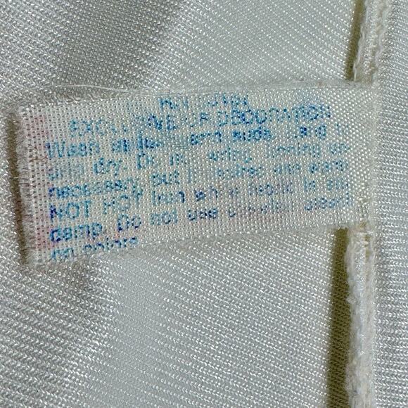 Vintage Slip Skirt Womens M Cream Lace Deep Slits Silky Nylon Lingeriecore Fairy - Picture 9 of 10